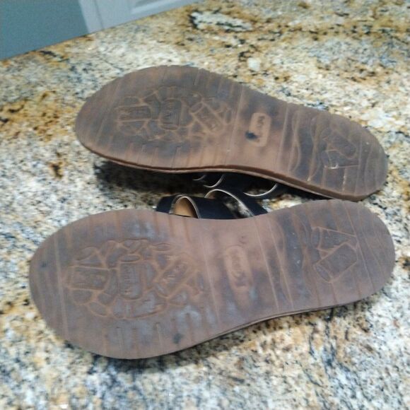 Korks Clemmons Strappy Slides Sandals Black Leather Cork Footbed Women's 8.5M - Picture 12 of 12